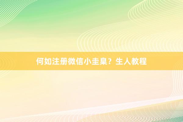 何如注册微信小圭臬？生人教程