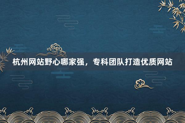 杭州网站野心哪家强，专科团队打造优质网站